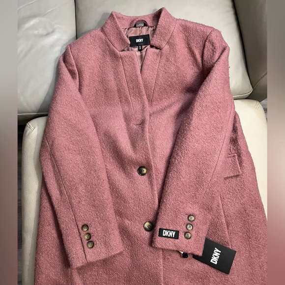 NWT - DKNY Women’s Wool Blended Single Breasted Boucle Walker Coat - Size XL - Picture 9 of 15